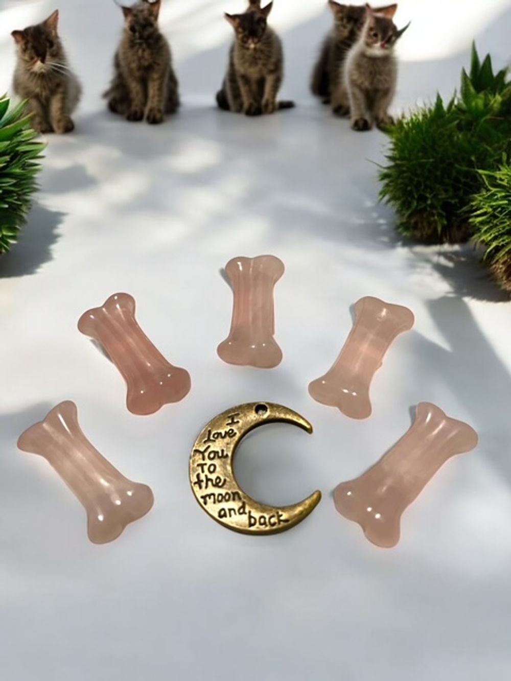 Rose Quartz Dog Bone Carving Crystal
