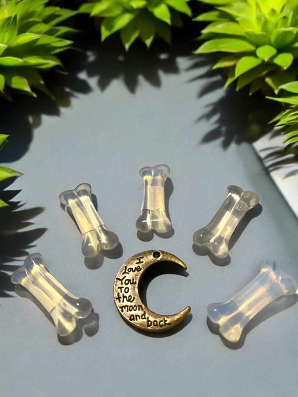 Opalite Dog Bone Crystal Carving