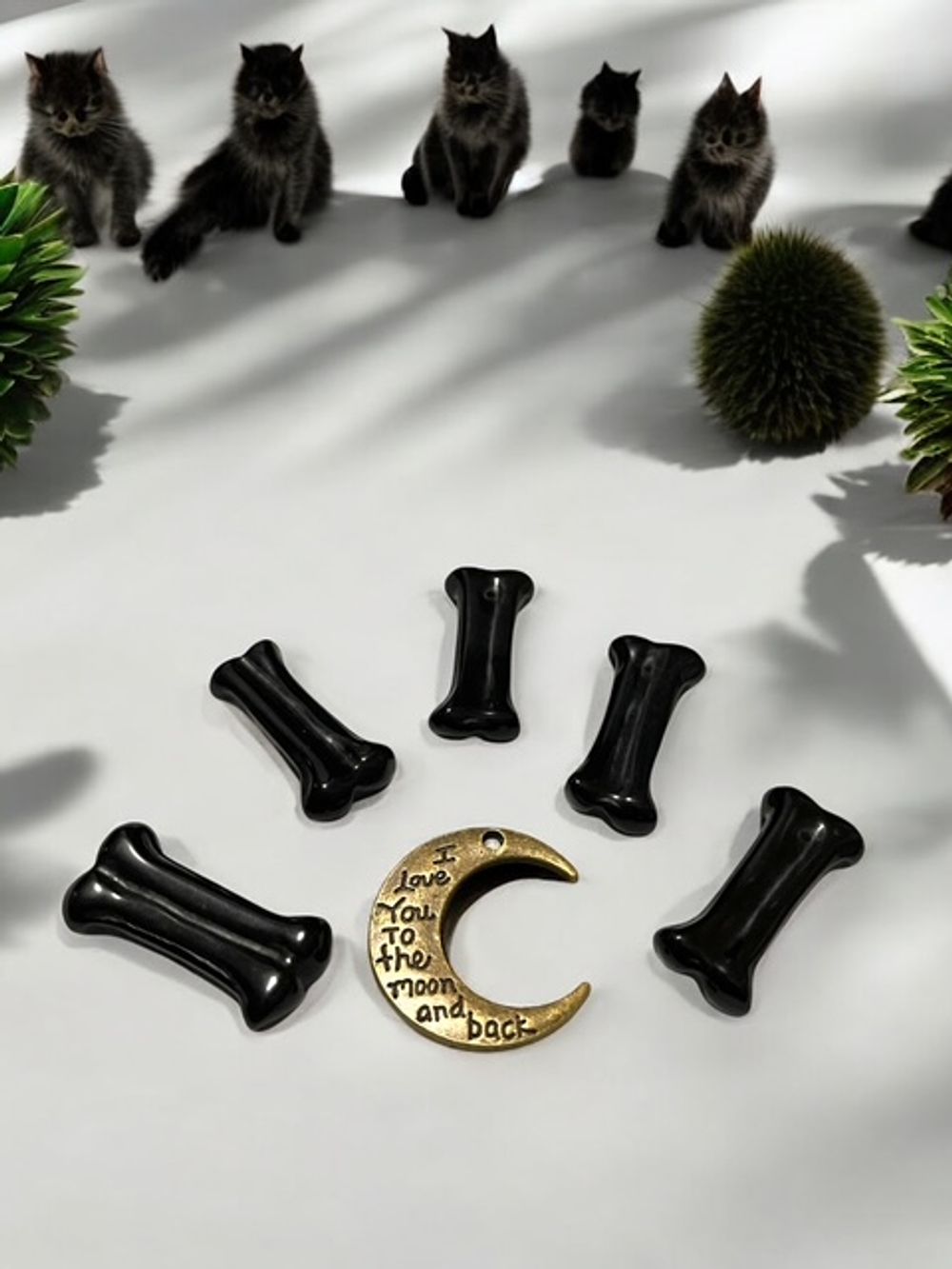 Black Obsidian Dog Bone Crystal Carving
