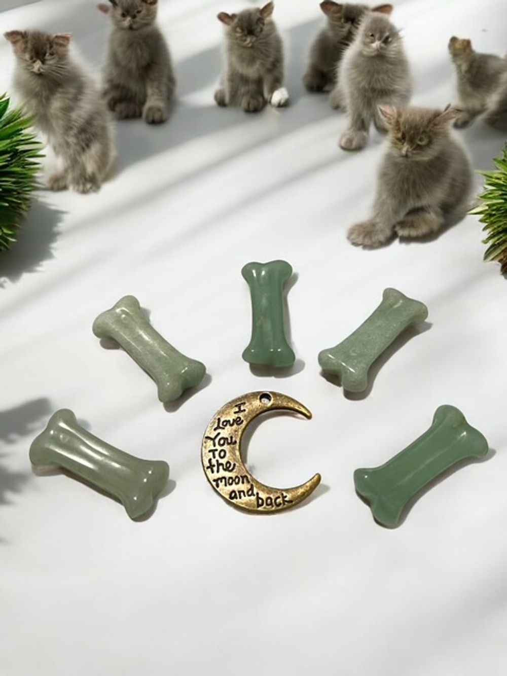 Green Aventurine Dog Bone Carving Crystal