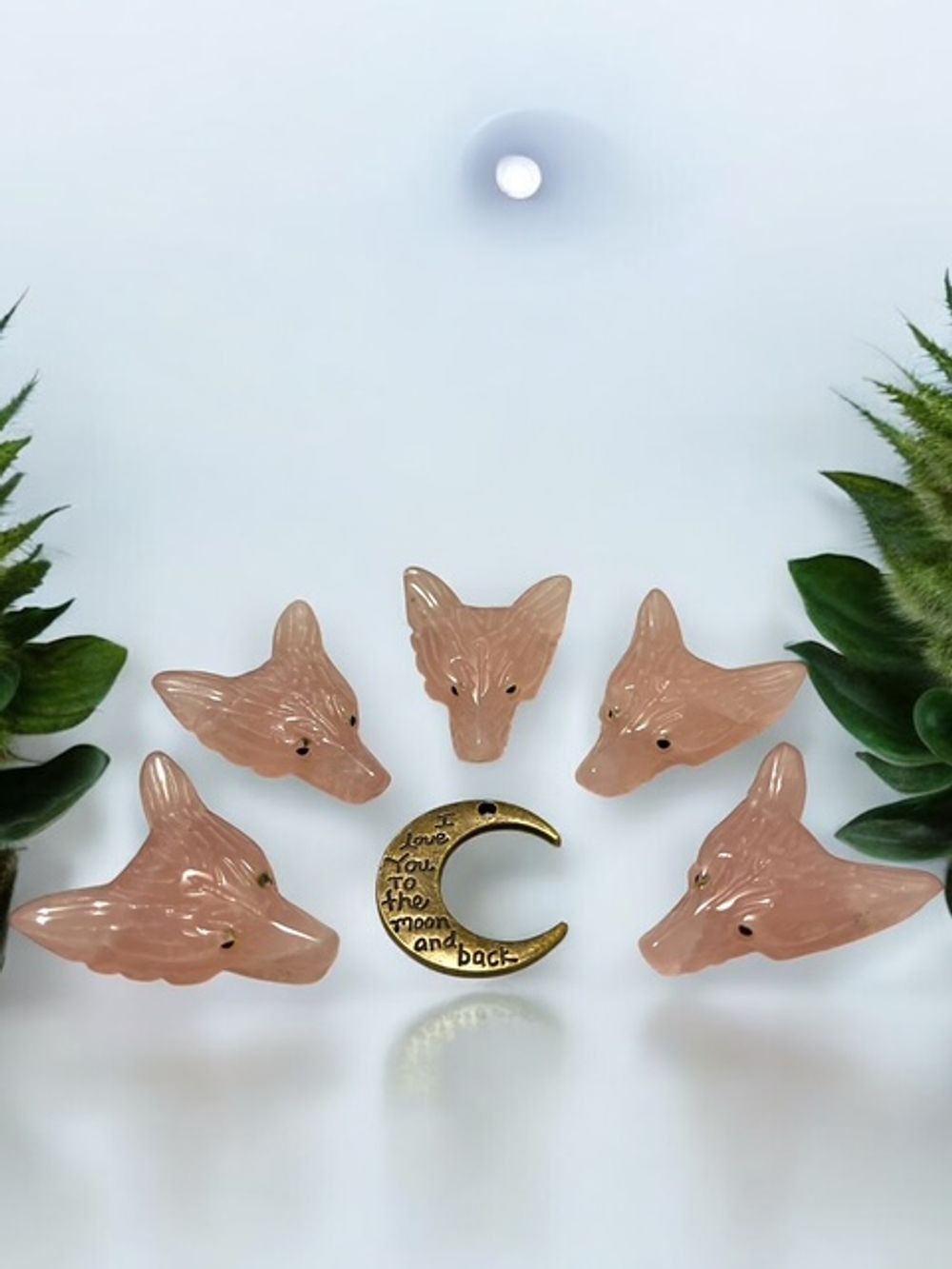Rose Quartz Wolf Carving Crystal