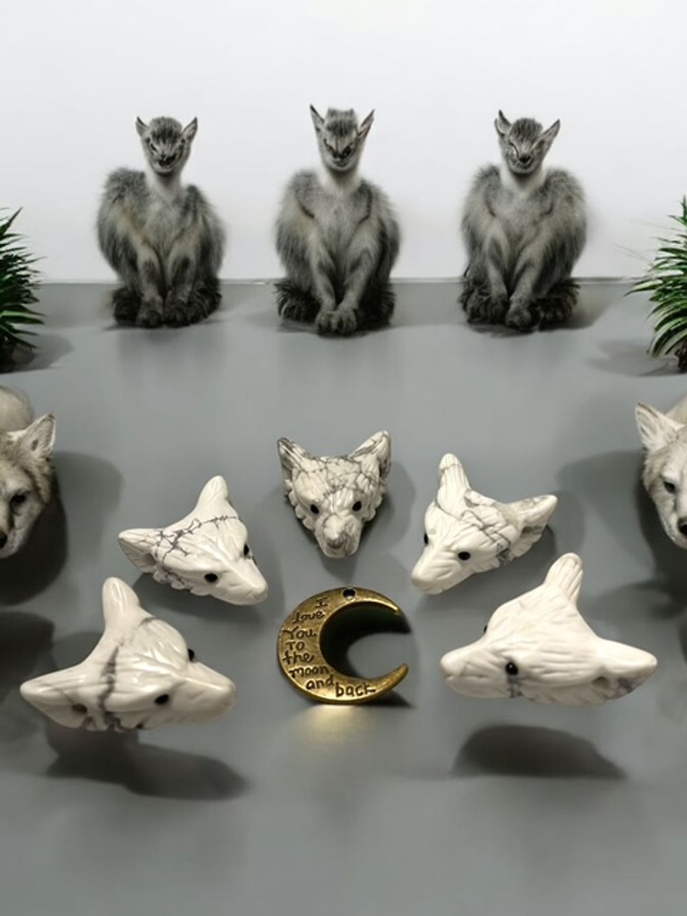 Howlite Wolf Crystal Carving