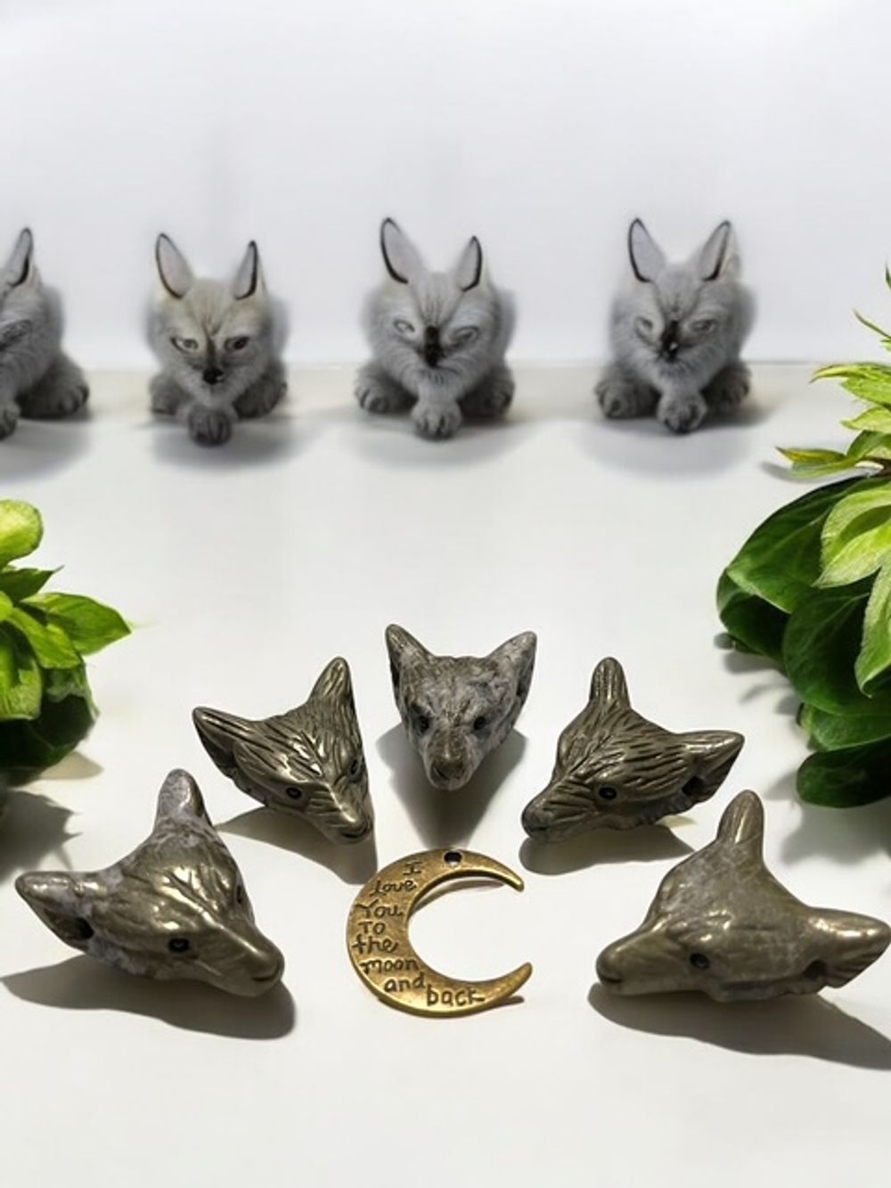 Pyrite Wolf Crystal Carving