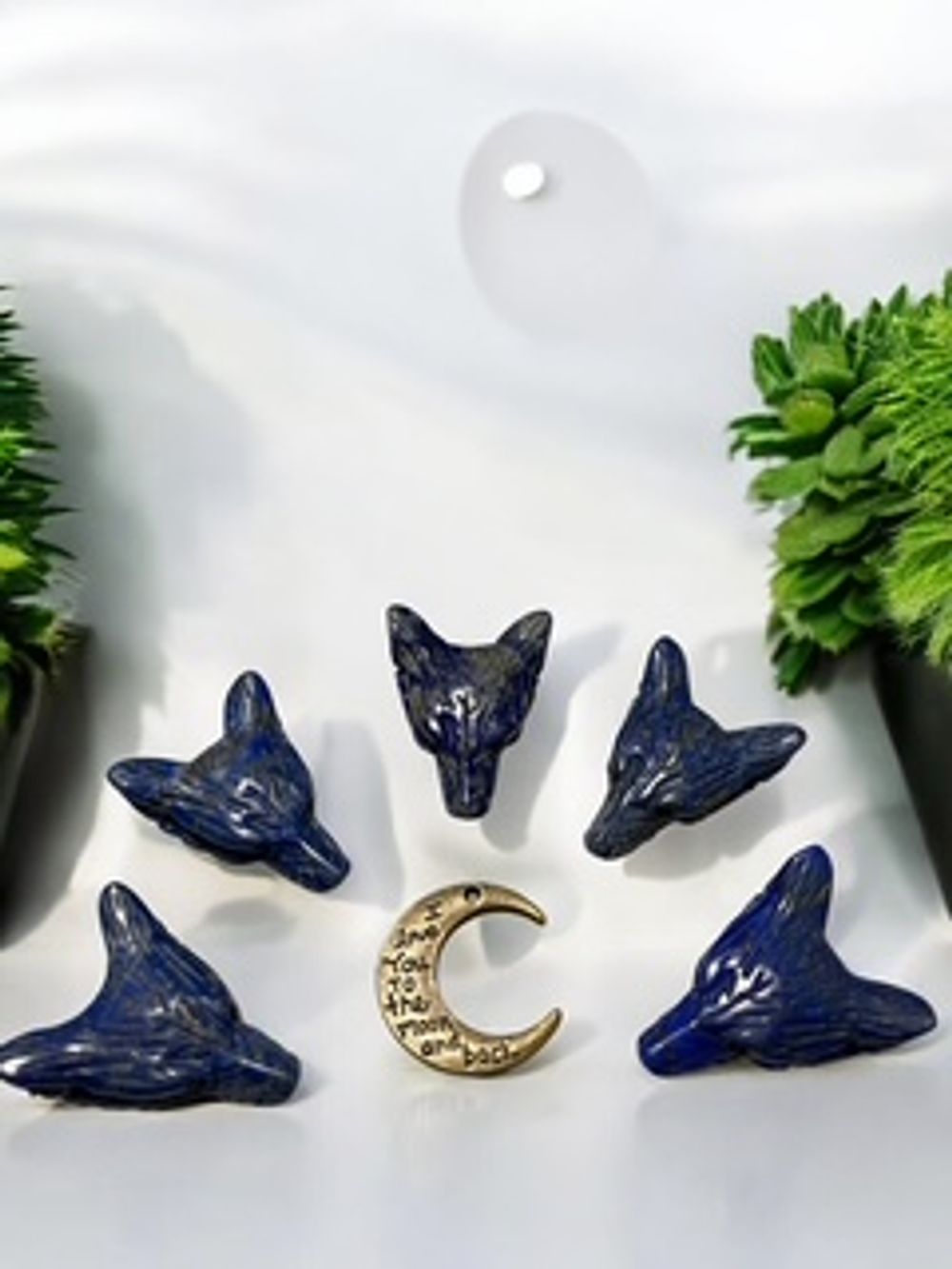 Lapis Lazuli Wolf Crystal Carving