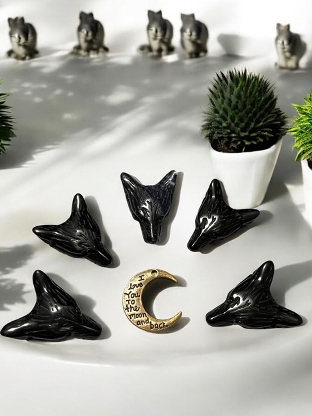 Black Obsidian Wolf Crystal Carving